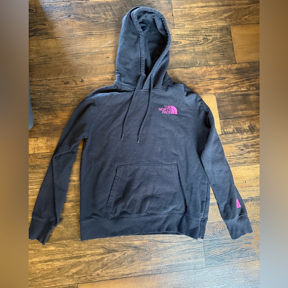 The North Face Black Hoodie with Pink Accents